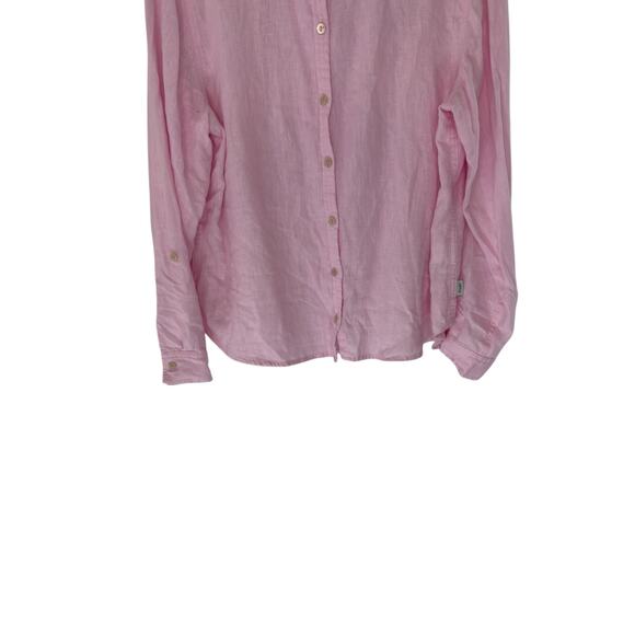 Orvis Button Down Shirt Pink Women's Linen Blend Long Sleeve Lagenlook Medium - Picture 5 of 11